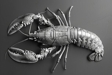 Canvas Print - A striking black and white image of a lobster, perfect for seafood industry promotions