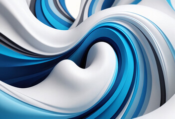 Aufkleber - White, grey and blue smooth 3d curvy, wavy lines background