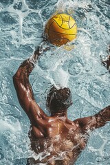 Poster - A man playing water polo in a pool. Suitable for sports and leisure concepts