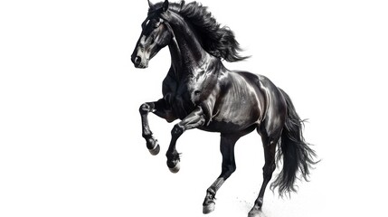 Aufkleber - A black horse galloping on its hind legs. Suitable for equestrian themes