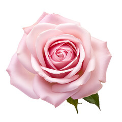 Poster - A single pink rose in full bloom isolated on transparent background, png, cut out