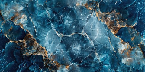 Poster - Detailed close-up of a blue marble surface, perfect for backgrounds or textures