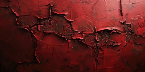 Poster - Close-up of peeling red paint on a wall. Perfect for backgrounds or texture images