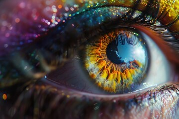 Poster - Close up of a person's eye with glitter, great for beauty and fashion concepts