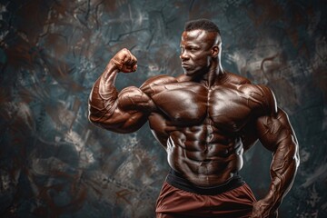 Poster - Strong man showing off muscles, suitable for fitness or bodybuilding concepts