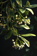 Poster - A close up of a bunch of berries on a tree. Suitable for nature and food concepts