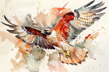 Canvas Print - Detailed watercolor painting of a majestic bird of prey. Perfect for nature enthusiasts