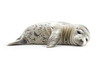 Canvas Print - A seal relaxing on a white background. Suitable for various projects