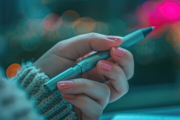 Poster - A person holding a pen, suitable for various concepts