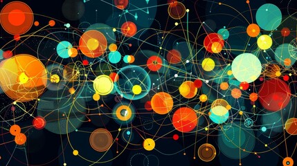 Poster - vibrant network connections on a dark background - a vivid illustration of network connections with 