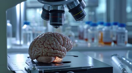 Aufkleber - Close up of a brain on a table, suitable for medical or scientific concepts