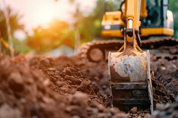 Poster - Bulldozer at work, suitable for construction projects