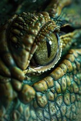 Poster - Detailed close up of a crocodile's eye, suitable for wildlife or reptile concepts