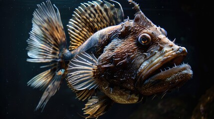 Poster - A close-up of a fish with its mouth wide open. Perfect for illustrating marine life