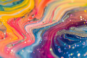 Wall Mural - A colorful swirl of paint with glitter on it