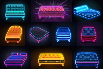 Poster - A series of neon lit furniture pieces, perfect for modern interior designs