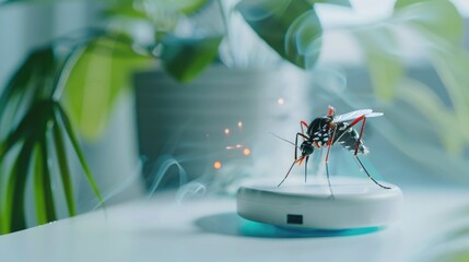 Aufkleber - A detailed close up of a mosquito on a table. Perfect for educational purposes or insect-related projects