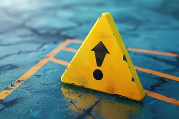 Poster - A yellow triangle with a black arrow symbol