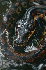 Poster - A snake in a body of water. Suitable for nature and wildlife themes