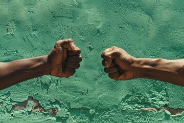 Poster - Two black hands holding each other, suitable for various concepts and designs