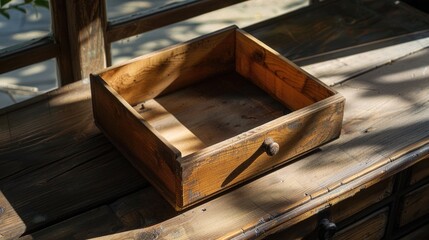 Poster - A wooden box on a table, suitable for various concepts