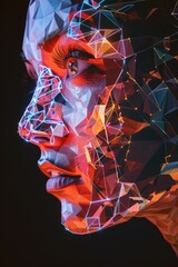 Poster - Abstract woman's face created with geometric shapes. Ideal for modern design projects