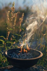 Aufkleber - A bowl of smoke sitting on top of a rock. Suitable for various concepts