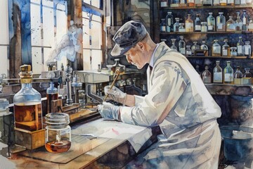 Wall Mural - A man working in a lab, suitable for scientific and research concepts