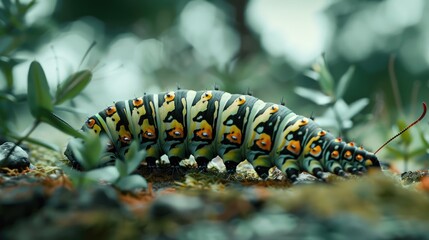 Poster - Detailed close up of a cater butterfly on the ground. Suitable for nature and wildlife themes