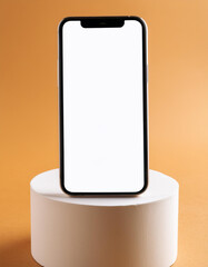 Poster - Mobile phone on cube podium for display of app - Mockup