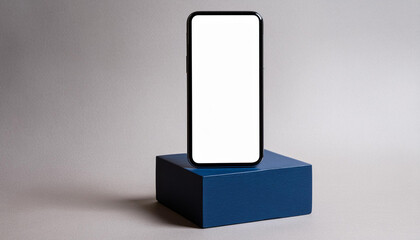 Poster - Mobile phone on cube podium for display of app - Mockup