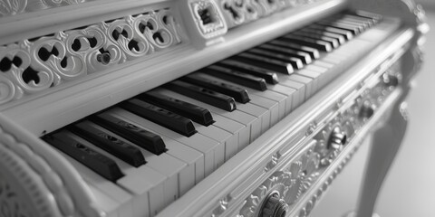 Poster - Close up view of a piano keyboard, suitable for music and education themes