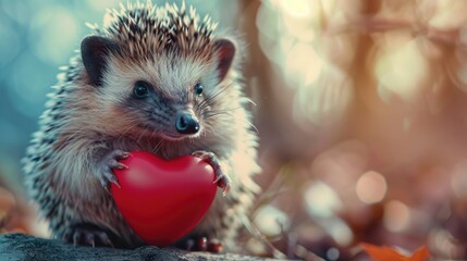 Poster - A cute hedge with a red heart, perfect for Valentine's Day designs