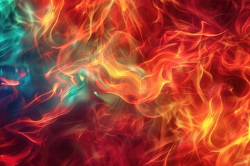 Poster - A vibrant and intense close up of a colorful fire background. Perfect for adding energy and warmth to any design project
