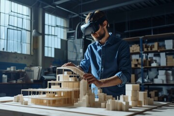 An architect using augmented reality for building design making  , AI-generated