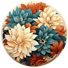 Wall Mural - A round carpet with a floral pattern isolated on transparent background, png, cut out