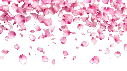 Wall Mural - Floating pink flower petals isolated on transparent background
