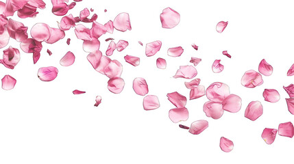 Wall Mural - Floating pink flower petals isolated on transparent background
