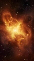 Wall Mural - Golden galaxy with a bright star. Vertical video.