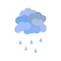 Poster - Cloud vector. Cloud with rain and lightning. Thunderstorm weather vector. Weather conditions. Vector cloud template. Storm vector. Vector illustration.