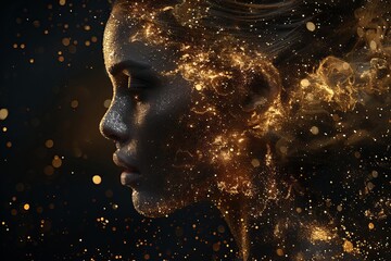 Poster - Fiery Human Profile: An Intense Conceptual Artwork of a Face Engulfed in Flames, Symbolizing Energy and Power, Generative AI
