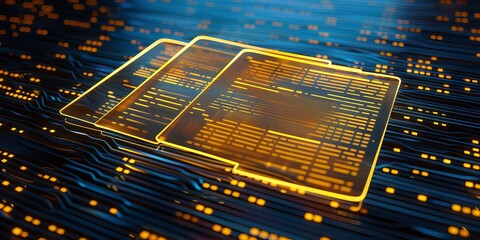 Aufkleber - Digital Data Network Interface, showcasing modern technology and innovation in data storage and virtual connectivity, highlighting the dynamic flow of digital information, Generative AI