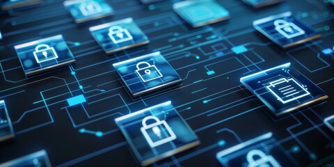 Leinwandbilder - Dynamic Digital Data Flow in a Futuristic Network Environment, showcasing the seamless connection and transfer of information in a modern and innovative digital interface, Generative AI
