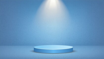 Wall Mural - empty blue background and spotlight with studio for showing or design. blank backdrop