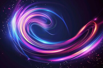 Wall Mural - colored spiral wave of shiny sparks curved speed lines swirls abstract vector light effect background