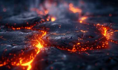 Wall Mural - abstract background of extinct lava with red gaps.