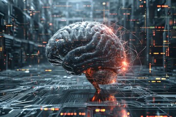 Poster - Artificial intelligence and human brain , AI generated
