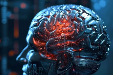 Poster - Artificial intelligence and human brain , AI generated