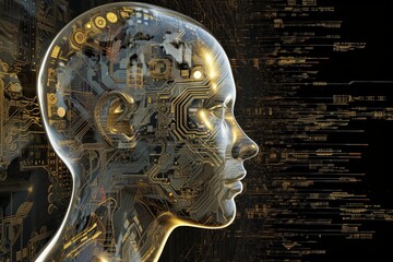 Poster - Artificial intelligence and human brain , AI generated
