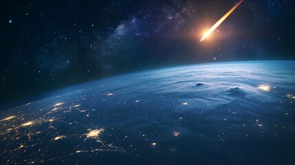 meteor flying across earth